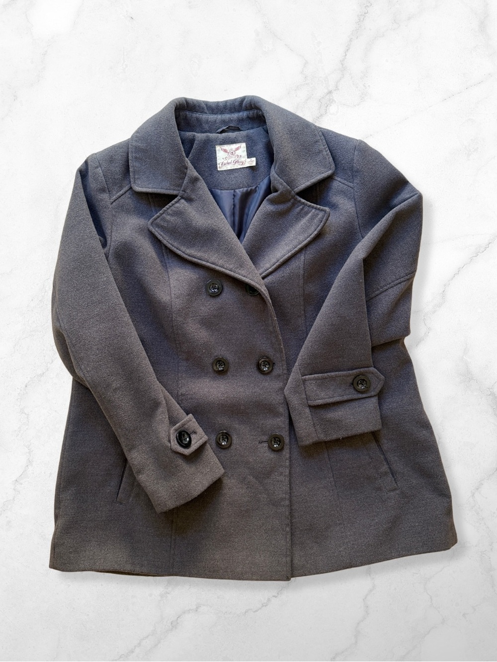 Faded Glory Charcoal Gray Double Breasted Pea Coat XXL